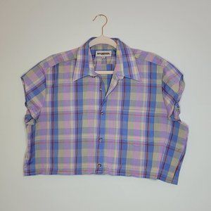 L Crop Plaid Shirt